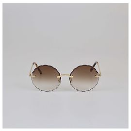 Chloé Chloe Brown Gradient Scalloped Sunglasses Brown