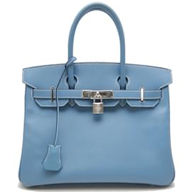 Hermès-Hermes Birkin 30 Handbag in Blue Jean-Blue