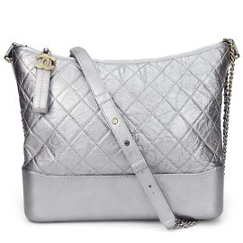 Bolsa de Ombro Chanel Gabrielle Prata Metálico