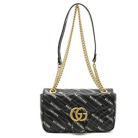 Gucci Balenciaga GG Marmont Hacker Small Shoulder Bag Black