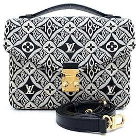 Louis Vuitton-Louis Vuitton Monogram Jacquard Pochette Metis MM Shoulder Bag-Black