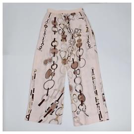 Hermès-HERMES Trousers T.FR  Silk-Pink