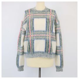 Stella Mc Cartney Creme/grüner Karomuster Rundhals-Pullover von Stella McCartney Grün