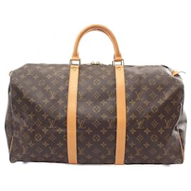 Louis Vuitton-Louis Vuitton Keepall 50 Boston Bag PVC Canvas Leather-Brown