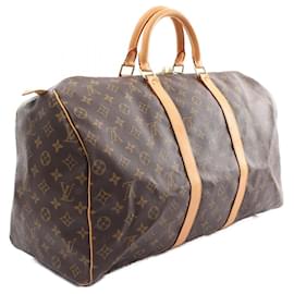 Louis Vuitton-Louis Vuitton Keepall 50 Boston Bag PVC Canvas Leather-Brown