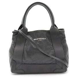 Balenciaga-Balenciaga Navy Cabas XS Leather Tote Bag-Grey