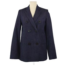 Blazer azul de denim de dupla face Victoria Beckham Azul