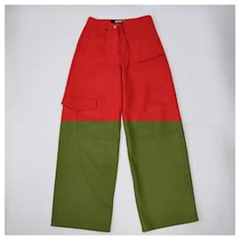 Jacquemus-JACQUEMUS Trousers T.FR  Leather-Red