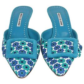 Sandalias MANOLO BLAHNIK T.EU 85 Cuero Azul
