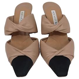 Aquazzura-Aquazzura Beige/Black Twist Mules-Beige