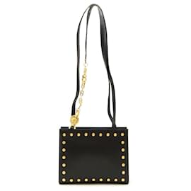 Versace-Versace Medusa Leather Shoulder Tote Bag-Black
