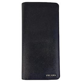Prada-Prada Saffiano Leather Long Wallet Black-Black