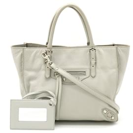 Balenciaga-Balenciaga Mini Paper Leather Handbag 2WAY-Grey