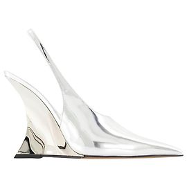 Nina Slingback Pumps - Paris Texas - Leather - Silver Silvery Metallic