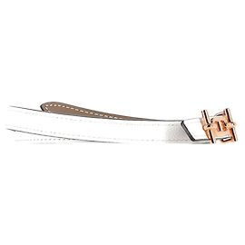 Kit de cinto reversível Ancre Hermès em couro branco Branco Cru
