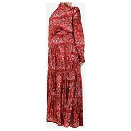 Golden Goose Red printed flared maxi dress - size UK 12 Red