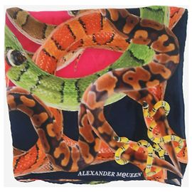 Alexander Mcqueen Bufanda de seda con estampado de serpiente multicolor Multicolor