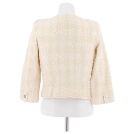 CHANEL Jacken T.FR 36 Tweed Weiß