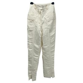 Maje Pantalon Aje T.UK 8 en lin Blanc