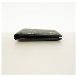 Christian Dior-Christian Dior Black Leather Bi-Fold Wallet-Black