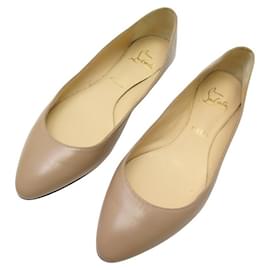 Christian Louboutin-NINE CHRISTIAN LOUBOUTIN ELOISE BEIGE LEATHER BALLET FLATS SIZE 38-Beige