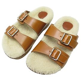 Chloé NEUN CHLOE MARAH SCHUHE 38 LAMMFELL GEFÜTTERTE SANDALE CHC22A679 Braun