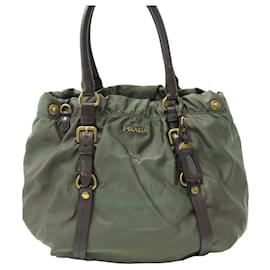 Prada-PRADA CABAS AC285 KHAKI NYLON 34CM SHOULDER BAG GREEN TOTE BAG-Khaki
