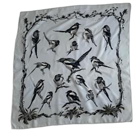 Hermès-Hermès Rare Collector Square Scarf The Magpies Xavier De Poret 90-Blue