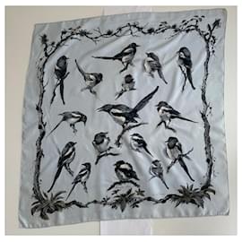 Hermès-Hermès Rare Collector Square Scarf The Magpies Xavier De Poret 90-Blue