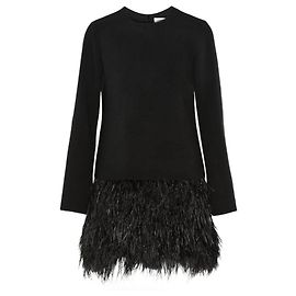 Robe Serena Elizabeth And James en plumes d'autruche noire Noir