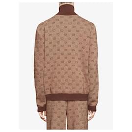 Gucci-Casaco piloto de malha jacquard GUCCI masculino marrom L-Castanho claro,Castanho escuro
