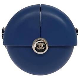 Chanel-CHANEL Chain Shoulder Bag Lamb Skin Blue CC Auth bs19049A-Blue