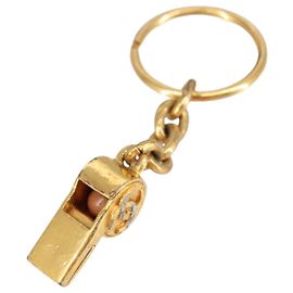 CHANEL Whistle Charm metal Gold CC Auth 97759 Golden