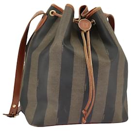 Fendi-Sac à épaule en toile Pecan FENDI marron noir Auth ar12875-Marron,Noir