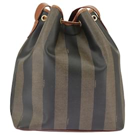 Fendi-Sac à épaule en toile Pecan FENDI marron noir Auth ar12875-Marron,Noir
