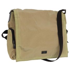 Borsa a spalla GUCCI in nylon beige marrone scuro argento 019.0340 Auth ti2214 Argento Beige Marrone scuro