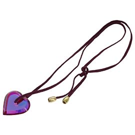 Collar en forma de corazón Baccarat de cristal rojo Auth am7124 Roja