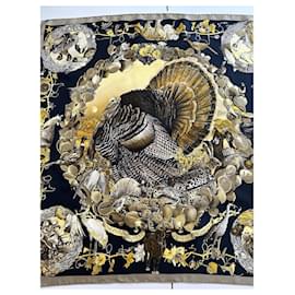 Hermès-Hermès square fauna and flora of Texas-Black,Golden