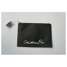 Christian Dior-CHRISTIAN DIOR new black clutch with tag-Black