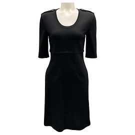 Burberry Brit Black Kurzarm Stretch-Wollstrickkleid Schwarz