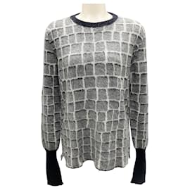 Fendi-Fendi Grey / Black Angora and Alpaca Knit Sweater-Grey