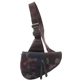 Dior-Brown Dior Peter Doig Canvas Camouflage Saddle Crossbody-Brown