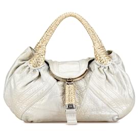 Fendi-Gold Fendi Metallic Leather Spy Hobo Bag-Golden