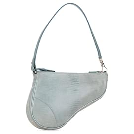 Dior-Blue Dior Mini Lizard Saddle Pochette Shoulder Bag-Blue