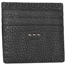 Fendi-Black Fendi Selleria Leather Card Holder-Black