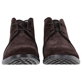 Tod's- Tod's Desert Lace-Up Ankle Boots in Brown Suede-Brown