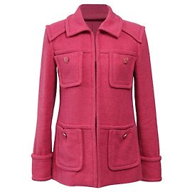 Giacca Chanel a quattro tasche con gancio e occhiello in tweed di cotone rosa Rosa