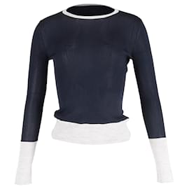 Dior-Dior Ribbed Sweater in Navy Blue Silk-Blue,Navy blue