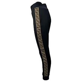 Fendi-Fendi Knit Logo Band Strip Detail Joggers in Black Cotton-Black