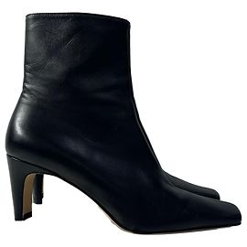 Staud 55mm Wally Ankle Boots in Black Leather Black